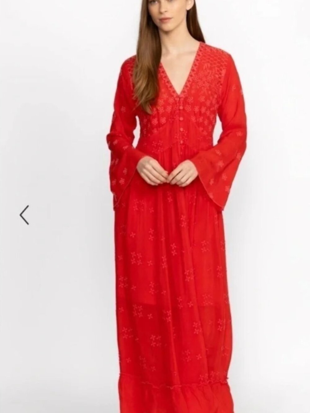 NWT | Johnny Was | L | Red Eyelet Maxi Dress | Pockets!
